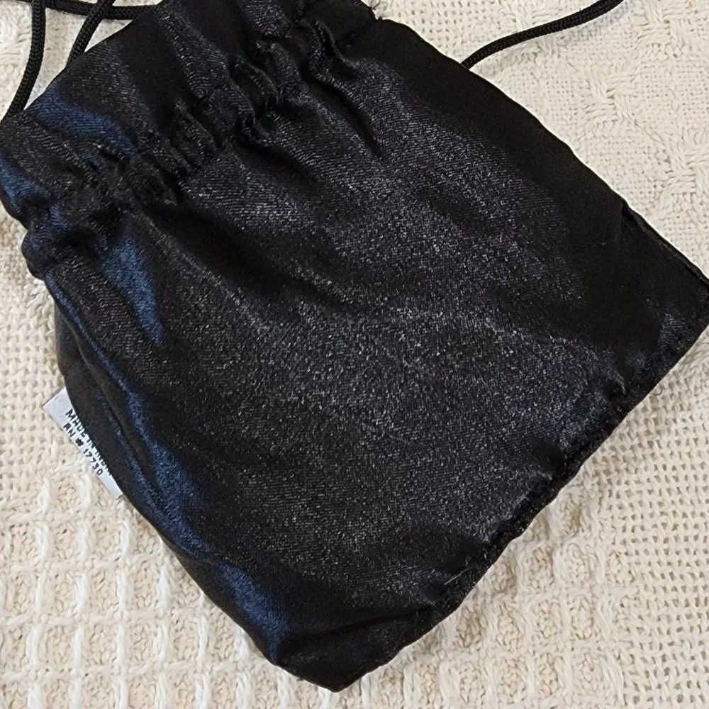 Vintage Mirror Compact + Black Satin Silver Stitching Sequin Evening Bag Purse